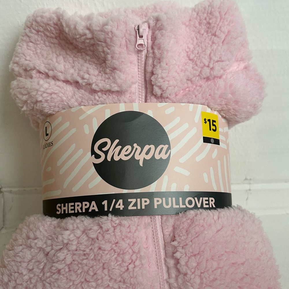 Bobbie Brooks Pink Sherpa 1/4 Zip Pullover